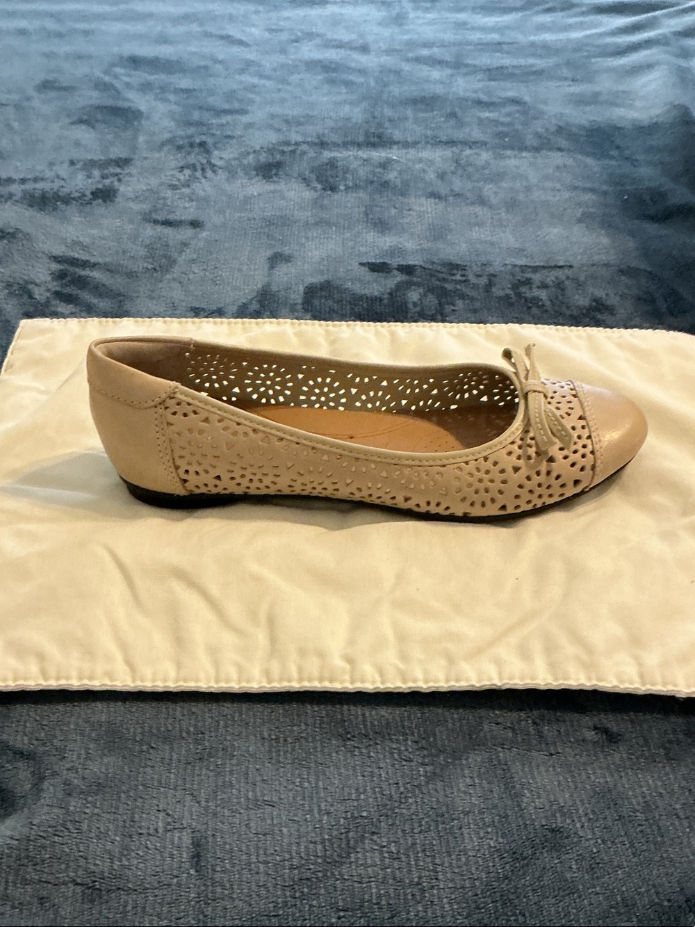 Clarks Nude Laser-Cut Bow Flats
